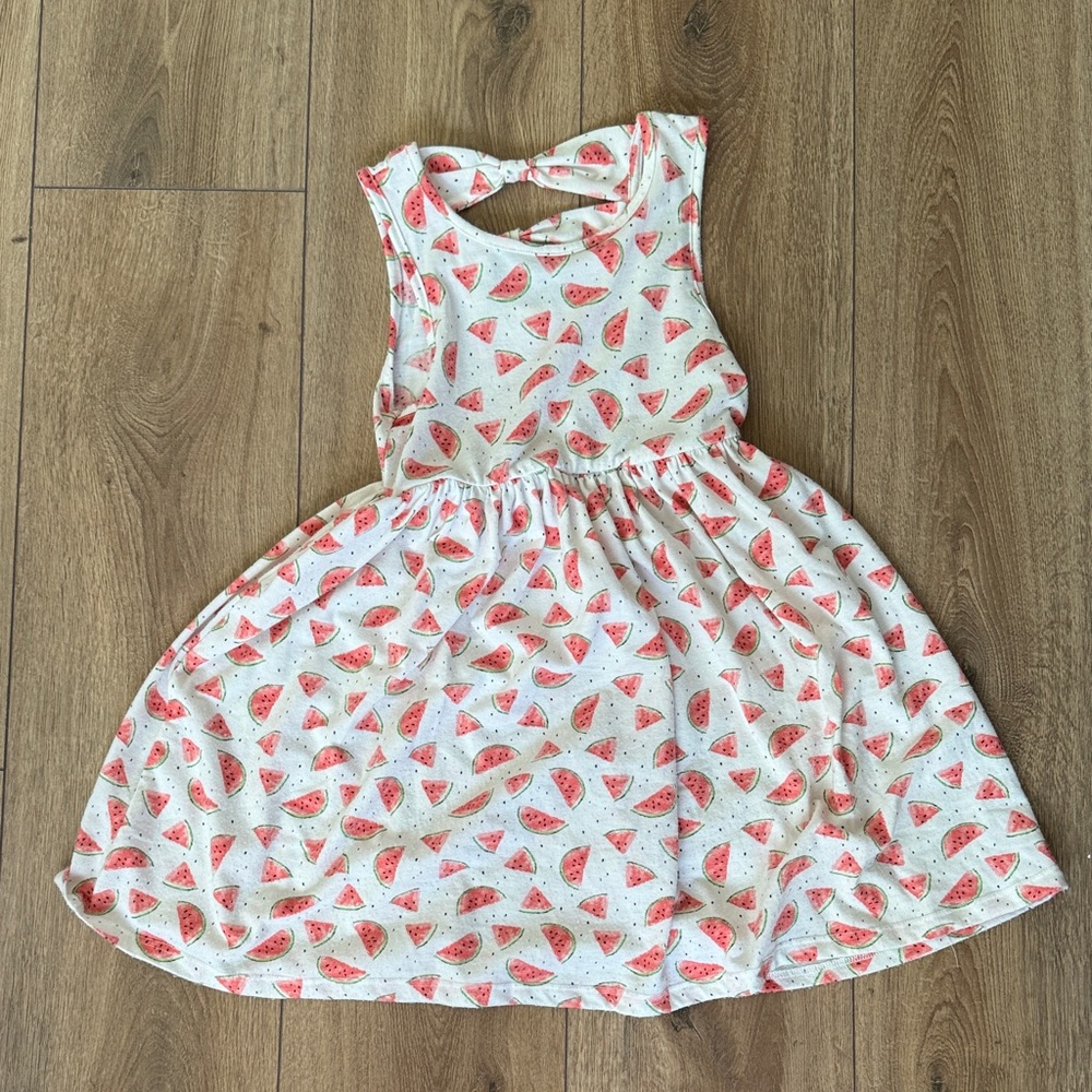 Girls White Watermelon Print Summer Dress